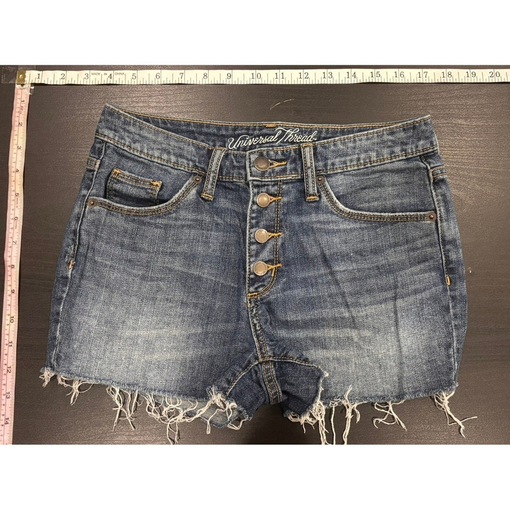 Universal Thread High Rise Shortie Denim Shorts Button Fly Medium Wash Size 4